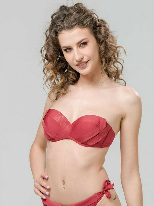 Strapless Bikini Top Κόκκινο
