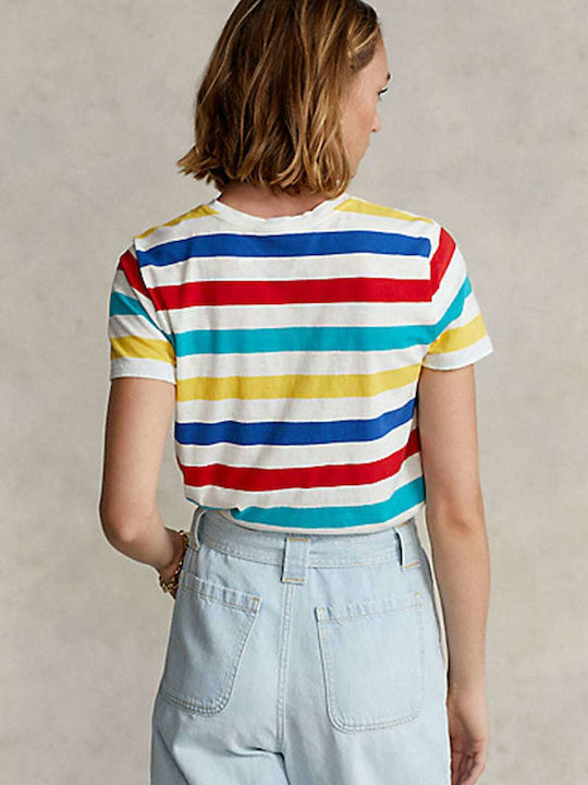 Ralph Lauren Women's T-shirt Striped Red/White/Yellow