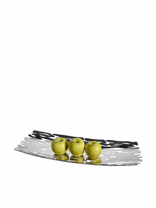 Alessi Rectangular Metallic Decorative Platter Bark Silver 51x19x5cm