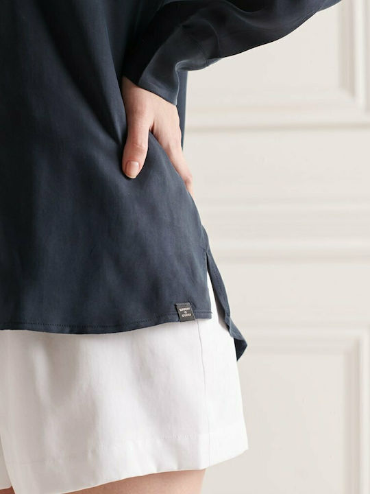 Women's Monochrome Long Sleeve Shirt Navy Blue