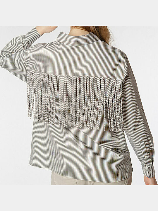 Dorotea Women's Striped Long Sleeve Shirt Khaki