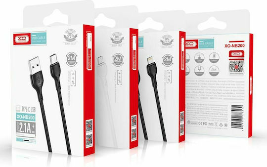 XO NB200 Regular USB 2.0 spre micro USB Cablu Negru 2m (16.005.0142) 1buc