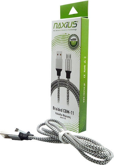Naxius cbmnx-11 1m Braided USB 2.0 to micro USB Cable Gray (CBM-11)