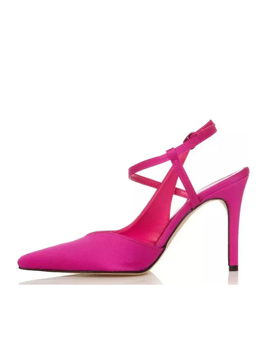 Sante Suede Μυτερές Γόβες με Τακούνι Στιλέτο & Λουράκι Φούξια