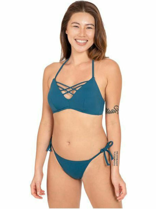 Bora Bora Bikini Slip with Laces Petrol Blue