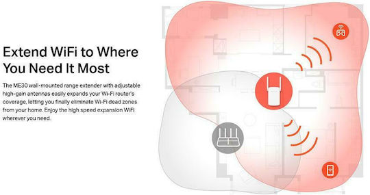 Mercusys ME30 v1 WiFi Extender Dual Band (2.4 & 5GHz) 1200Mbps