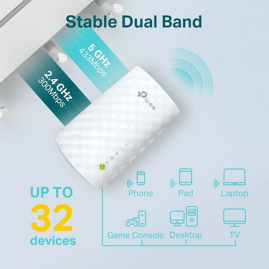 TP-LINK RE220 v2 WiFi удължител Двулентов (2.4 и 5GHz) 750Mbps