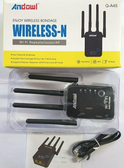 Andowl Q-A45 WiFi Extender Single Band (2.4GHz) 300Mbps με 2 Ethernet