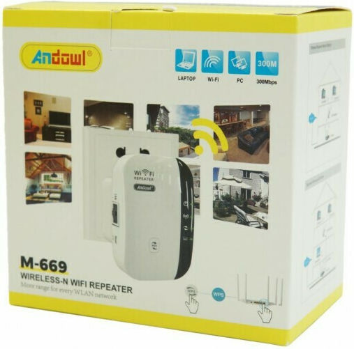 Andowl M-669 WiFi Extender Single Band (2.4GHz) 300Mbps