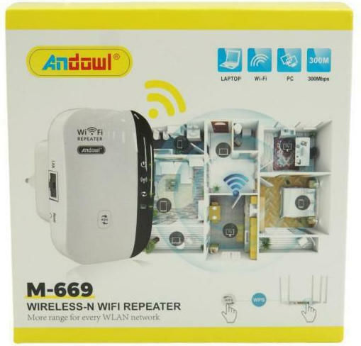 Andowl M-669 WiFi Extender Single Band (2.4GHz) 300Mbps