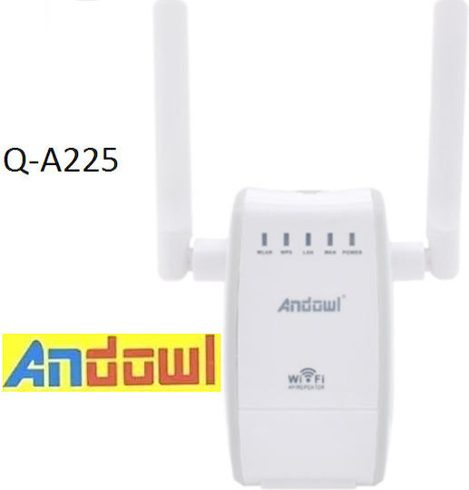 Andowl Q-A225 Wi-Fi Verstärker Einzelband (2,4 GHz) 300 Mbit/s mit 2 Ethernet-Anschlüssen