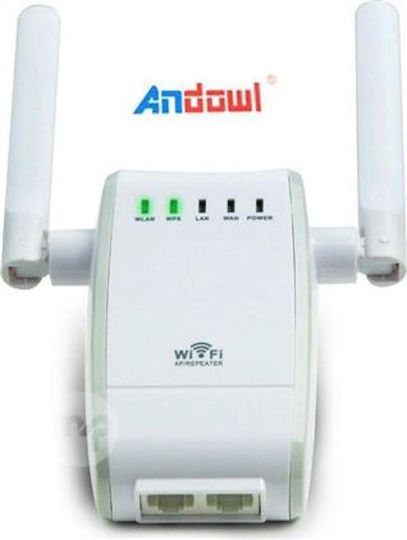 Andowl Q-A225 Wi-Fi Verstärker Einzelband (2,4 GHz) 300 Mbit/s mit 2 Ethernet-Anschlüssen