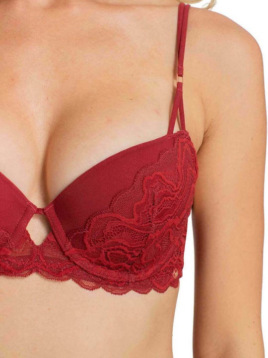 Balconette Balconette Bra with Light Padding Underwire Burgundy