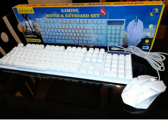 Aoas Aoas M-400 Σετ Gaming Πληκτρολόγιο με RGB φωτισμό & Ποντίκι (Αγγλικό US) Λευκό