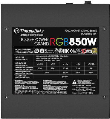 Thermaltake 850W Захранващ блок за компютър Пълен модул 80 Plus Gold (PS-TPG-0850FPCGEU-S)