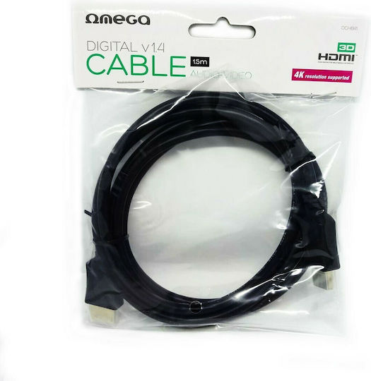 Omega HDMI 1.4 High Speed 1080p 120Hz Cable HDMI male - HDMI male 1.5m Μαύρο