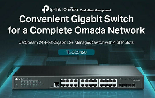 TP-LINK TL-SG3428 Managed L2 Switch with 24 Gigabit (1Gbps) Ethernet Ports and 4 SFP Ports