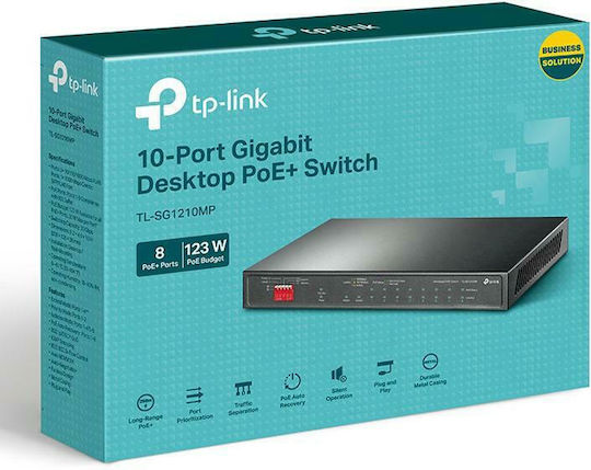 TP-LINK TL-SG1210MP v2 Unverwaltet L2 PoE+ Switch mit 9 Ports Gigabit (1Gbps) Ethernet und 1 SFP Port