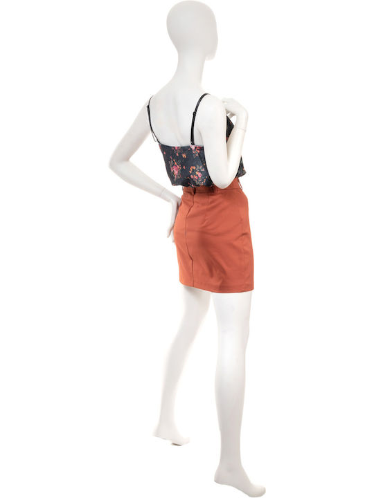 High-waisted Mini Skirt Tabac Brown