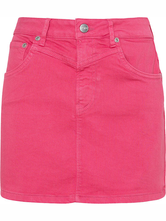 Rachel Denim High-waisted Mini Skirt Fuchsia