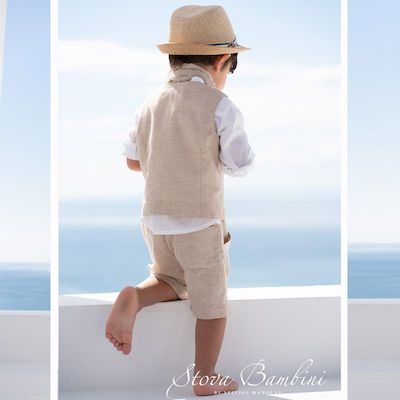 Stova Bambini Boys Baptism Suit with Vest 5pcs Beige