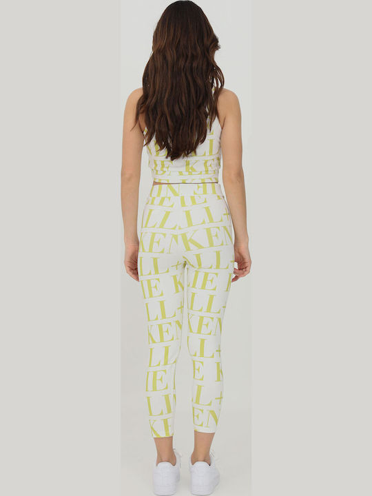 Women's Long Legging High Waisted White/Lime