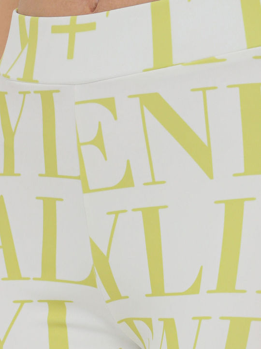 Women's Long Legging High Waisted White/Lime