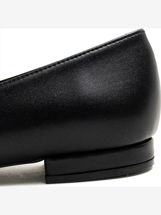 Synthetic Leather Pointy Ballerinas Black