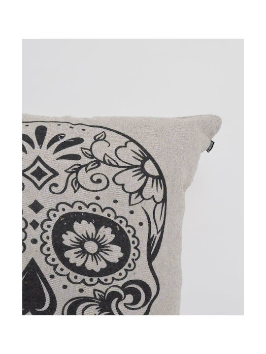 Pennie Decorative Pillow Case The Skull from 100% Cotton Beige 40x40cm.