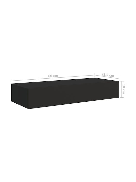 Raft Perete Negru 60x23.5x10cm