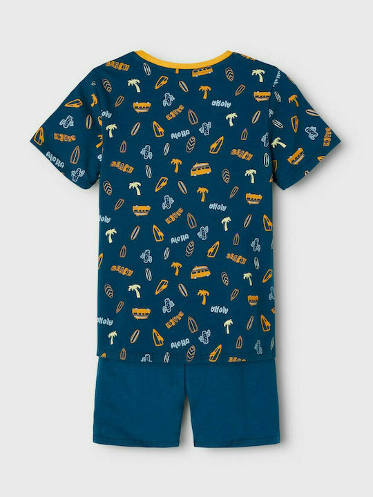 Name It Set Top & Bottom Kids Summer Pyjamas Navy Blue