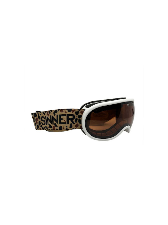 Sinner Vorlage Matte Sintec Ski- & Snowboardbrille Erwachsene Weiß mit Linse in Braun Farbe