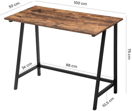 Γραφείο Ξύλινο Μπεζ με Μεταλλικά Πόδια 100x50x75εκ.