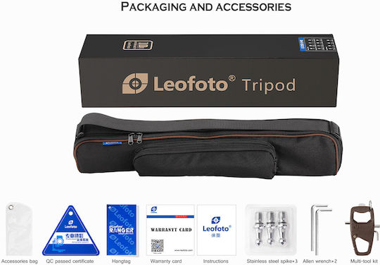 Leofoto Video Tripod LS-324CEX+BV-10 from Carbon Fiber and Load Capacity 10kg up to 153cm