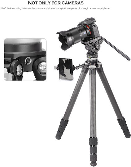 Leofoto Video Tripod LS-324CEX+BV-10 from Carbon Fiber and Load Capacity 10kg up to 153cm