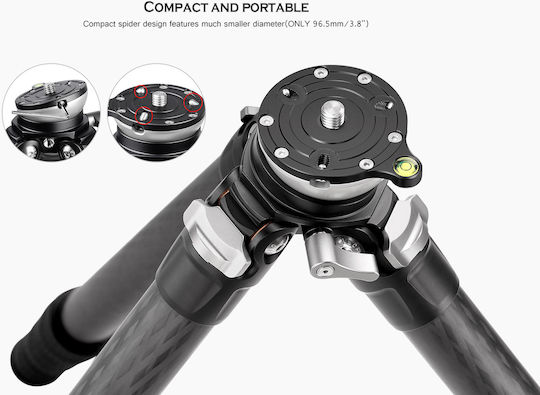 Leofoto Video Tripod LS-324CEX+BV-10 from Carbon Fiber and Load Capacity 10kg up to 153cm