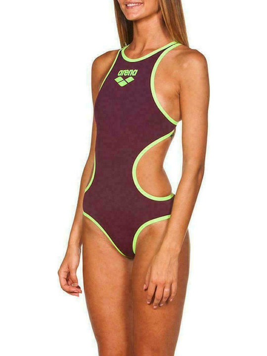 One Big Logo Athletic One-Piece Swimsuit Burgundy