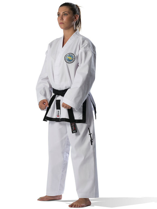 SMAI Black Belt Dobok Ribbed Добок за Текуондо Унисекс Бяла