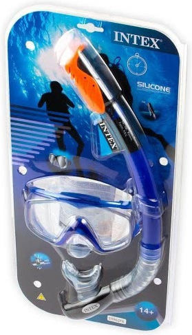 Intex Μάσκα Θαλάσσης Σιλικόνης με Αναπνευστήρα Aqua Pro Μπλε