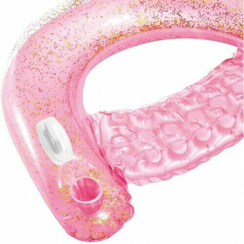 Intex Glitter Sit' N Floats Φουσκωτή Πολυθρόνα με Χειρολαβές Ροζ με Glitter 119x97cm