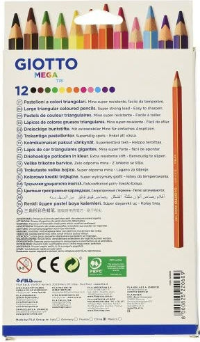 Giotto Mega Tri Extra Large Maxi Coloured Pencils Set 12pcs