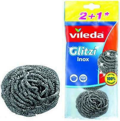 Vileda Glitzi Inox Set Kitchen Sponges General Use Grey 3 Pieces