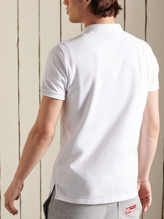 Superdry Ανδρική Μπλούζα Polo Κοντομάνικη Λευκή
