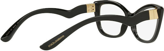 Dolce & Gabbana Plastic Eyeglass Frame Butterfly Black DG5078 501