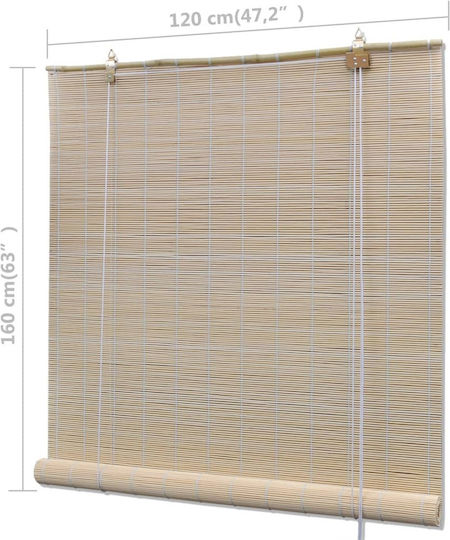 vidaXL Beschattungsrollo Bamboo Beige L120xH160cm