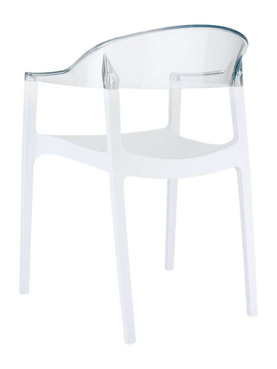 Carmen Πολυθρόνα Κουζίνας από Πολυπροπυλένιο White / Clear 49x53x79εκ.