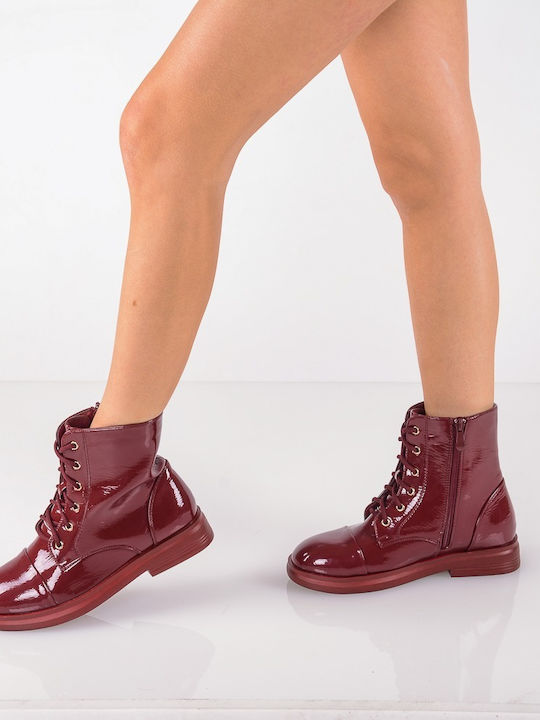 Famous Shoes Women's Patent Leather Ankle Boots Wine