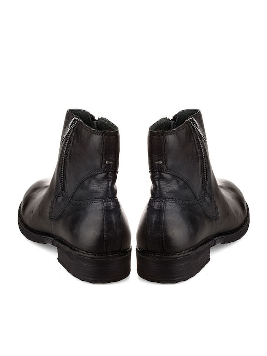 684-19523 Leder Stiefeletten Damen Schwarz