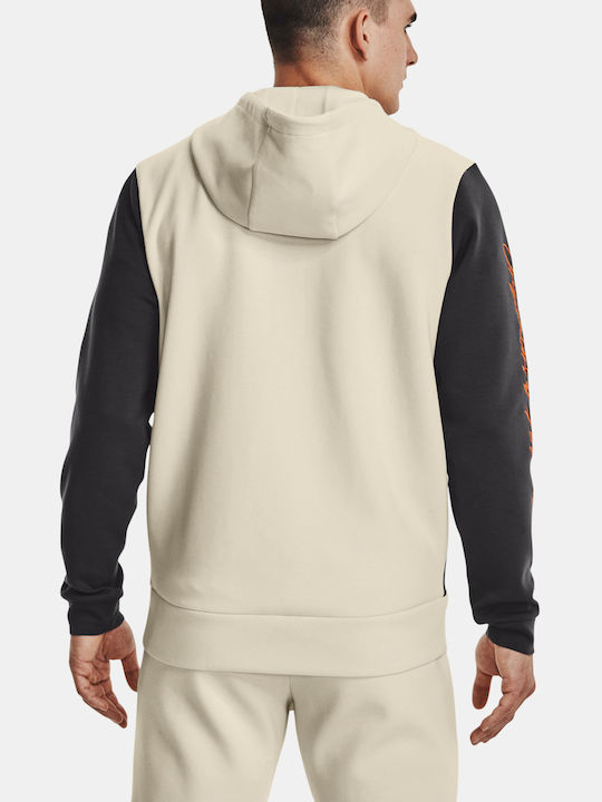 Under Armour Men's Sweatshirt Jacket with Hood and Pockets Beige