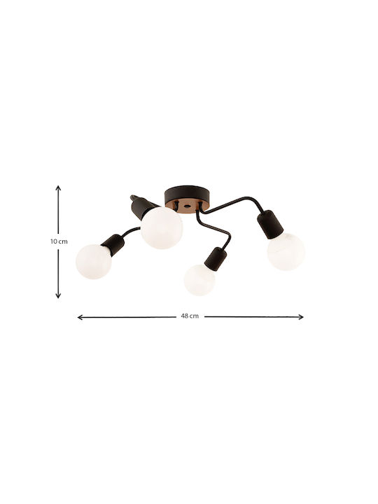 Megapap Horus Ceiling Mount Light 48cm Black with Socket E27